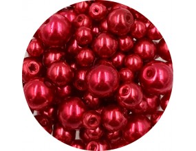 Koraliki perły 4-8mm perełki szklane woskowane mix 200szt czerwone