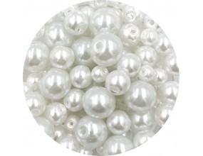 Koraliki perły 4-8mm perełki szklane woskowane mix 200szt białe