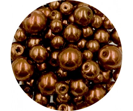 Koraliki perły 4-8mm perełki szklane woskowane mix 200szt brązowe