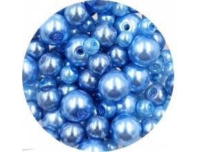 Koraliki perły 4-8mm perełki szklane woskowane mix 200szt niebieskie
