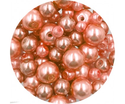 Koraliki perły 4-8mm perełki szklane woskowane mix 200szt pomarańczowe