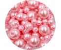 Koraliki perły 4-8mm perełki szklane woskowane mix 200szt różowe