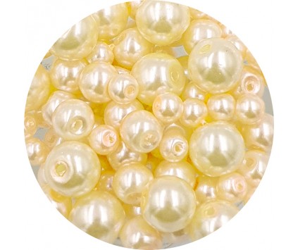 Koraliki perły 4-8mm perełki szklane woskowane mix 200szt ecru