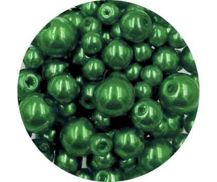 Koraliki perły 4-8mm perełki szklane woskowane mix 200szt zielone