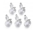 Zawieszka Charms Wisiorek Łabędź z Perłą Perła 24x14mm Srebrny 1szt