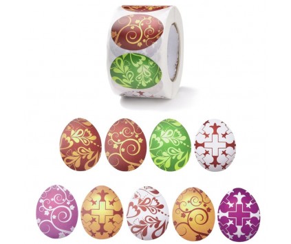Naklejki Wielkanocne Jaja Jajka Pisanki Święta 9 wzorów 3,8cm 500szt