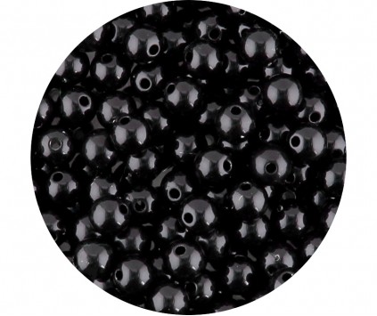 Koraliki Gładkie Klasyczne w Kształcie Kulki 8mm 100szt Akryl Czarne