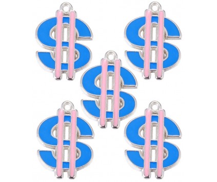 Zawieszka Emaliowana Dolar Pieniądz Waluta Niebieski do Biżuterii Metal 5szt