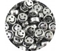 Koraliki Akrylowe Uśmiechy Buźki Emotki Okrągłe Płaskie 7mm Srebrne 50szt