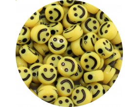 Koraliki Akrylowe Uśmiechy Buźki Emotki Okrągłe Płaskie 7mm Żółte 50szt