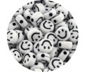 Koraliki Akrylowe Uśmiechy Buźki Emotki Okrągłe Biało Czarne 7mm 50szt