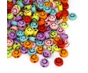 Koraliki Akrylowe Buźki Uśmiechy Okrągłe Płaskie Kolorowe 7mm 50szt Mix