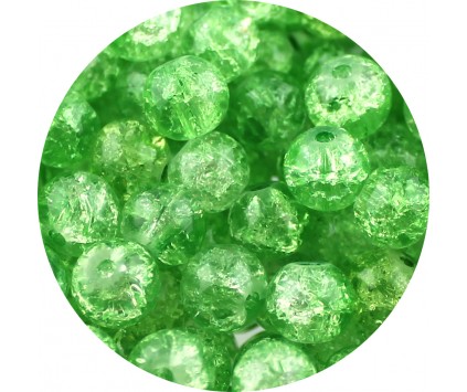 KORALIKI SZKLANE CRACKLE "SPĘKANE" ZIELONE JASNE 8mm 50szt