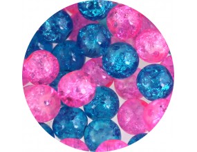 KORALIKI SZKLANE CRACKLE "SPĘKANE" KULKI MIX RÓŻOWE NIEBIESKIE 8mm 50szt