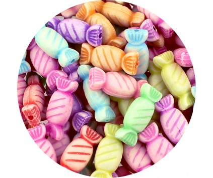 KORALIKI AKRYLOWE CUKIERKI CUKIEREK PASTELOWE DO BRANSOLETEK MIX 50szt
