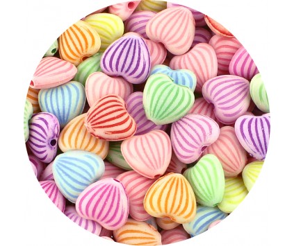 KORALIKI AKRYLOWE SERCA SERDUSZKA SERCE PASTELOWE 11mm MIX 50szt