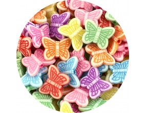 KORALIKI AKRYLOWE MOTYLKI MOTYLE MOTYL DO BIŻUTERII PASTELOWE 14mm MIX 50sz