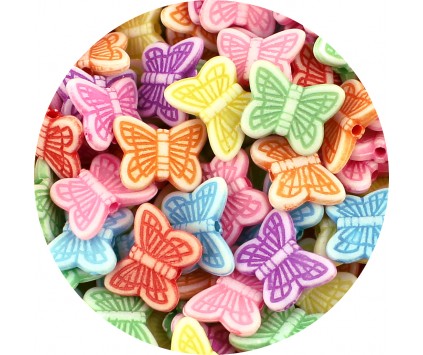 KORALIKI AKRYLOWE MOTYLKI MOTYLE MOTYL DO BIŻUTERII PASTELOWE 14mm MIX 50sz
