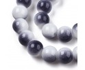 KORALIKI SZKLANE POWLEKANE KULKI DWUKOLOROWE BIAŁO SZARE 8mm 50szt