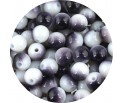 KORALIKI SZKLANE POWLEKANE KULKI DWUKOLOROWE BIAŁO SZARE 8mm 50szt