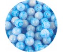 Koraliki Szklane Marmurki Kulki 8mm Biało Niebieskie 50szt