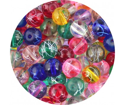 Koraliki Szklane Nici Transparentne 8mm Kulki Mix 50szt