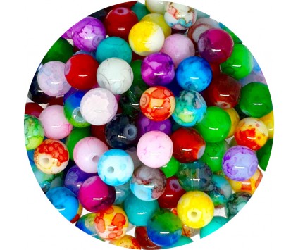 Koraliki Szklane Marmurki Mix Kolorów Kule Kulki 8mm 100szt Zestaw