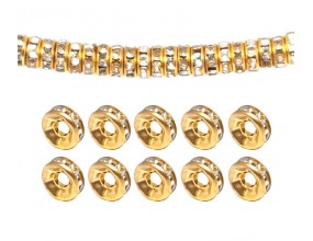 PRZEKŁADKI Z CYRKONIAMI CRYSTAL ZŁOTE 6mm 30szt CYRKONIE OZDOBY ŚWIĘTA