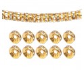 PRZEKŁADKI Z CYRKONIAMI CRYSTAL ZŁOTE 6mm 50szt CYRKONIE OZDOBY ŚWIĘTA