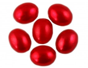 Kaboszony perłowe owalne 10x8mm czerwone 16sztuk