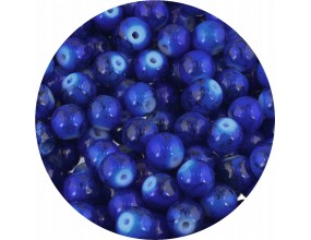 Koraliki Szklane Marmurki Granatowe Kule Kuleczki 8mm 50szt