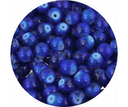 Koraliki Szklane Marmurki Granatowe Kule Kuleczki 8mm 50szt
