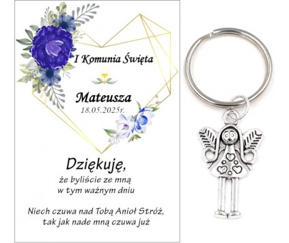 A2 Podziękowanie Upominek dla Gości na Komunię ANIOŁEK KOMUNIA PAMIĄTKA