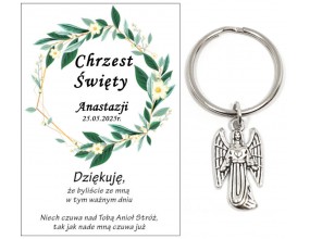 Podziękowanie dla gości CHRZEST ŚWIĘTY PAMIĄTKA BRELOCZEK BRELOK ANIOŁ A40