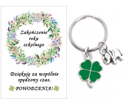 Brelok Breloczek Zakończenie Roku Szkolnego Uczeń Koniczyna Słoń Prezent