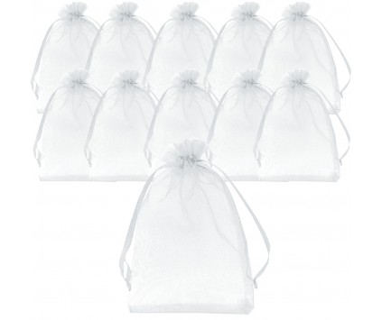 WORECZKI Z ORWORECZKI Z ORGANZY BIAŁE PODZIĘKOWANIA KOMUNIA ŚLUB CHRZEST 10x15cm 10 SZTGANZY BIAŁE ORGANZA KOMUNIA ŚLUB CHRZEST 
