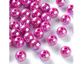 Koraliki Akrylowe Kule Kulki Opalizujące Róż Ciemny 8mm 20szt