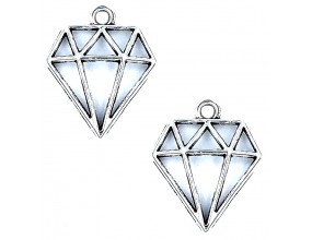 Zawieszka Metalowa do Biżuterii Bransoletek charms DIAMENT 20x16x3mm 2szt
