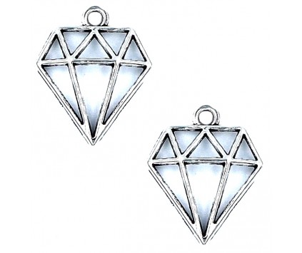 Zawieszka Metalowa do Biżuterii Bransoletek charms DIAMENT 20x16x3mm 2szt