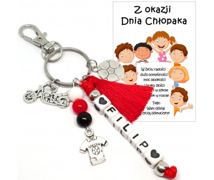 Brelok Imię Prezent Dzień Chłopaka Pasowanie Rozpoczęcie Roku Czerwony
