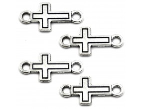 ŁĄCZNIK KRZYŻ KRZYŻYK DO BRANSOLETEK BIŻUTERII MEAL 22x11mm 4szt