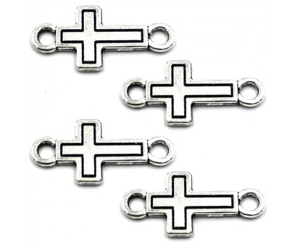 ŁĄCZNIK KRZYŻ KRZYŻYK DO BRANSOLETEK BIŻUTERII MEAL 22x11mm 4szt