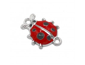 Łącznik Emaliowany do Bransoletki Biedronka 26x19x5mm 1szt Metal Srebrny