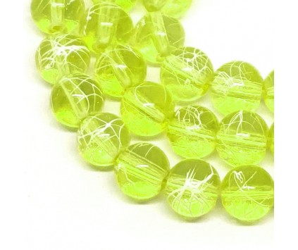 Koraliki Szklane Nici Transparentne 8mm Kulki Żółte 50szt