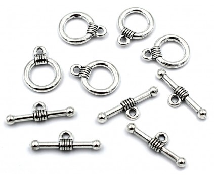 Zapięcie Zakończenie Ozdobne Toggle 15x11mm Kółeczko i Patyk 5 kpl