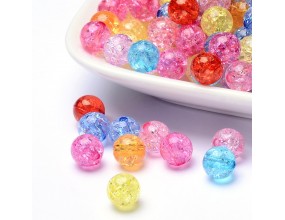 Koraliki Akrylowe Spękane Crackle Kulki do Bransoletek 8mm Mix 50szt