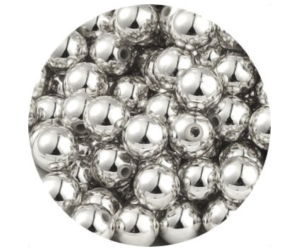 Koraliki Akrylowe Srebrne 8mm Świąteczne Ozdoby na Święta do Biżuterii 100sz