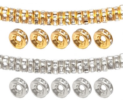 PRZEKŁADKI Z CYRKONIAMI CRYSTAL 6mm CYRKONIE OZDOBY ŚWIĘTA 40szt MIX