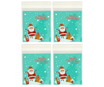 Woreczek Celofan z Klejem Świąteczny Opakowanie Mikołaj 4szt