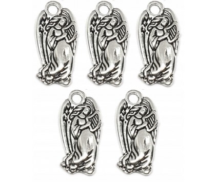 Zawieszka Aniołek ANIOŁ Charms Święta Mikołajki Ozdoby 22x11mm Metal 5szt